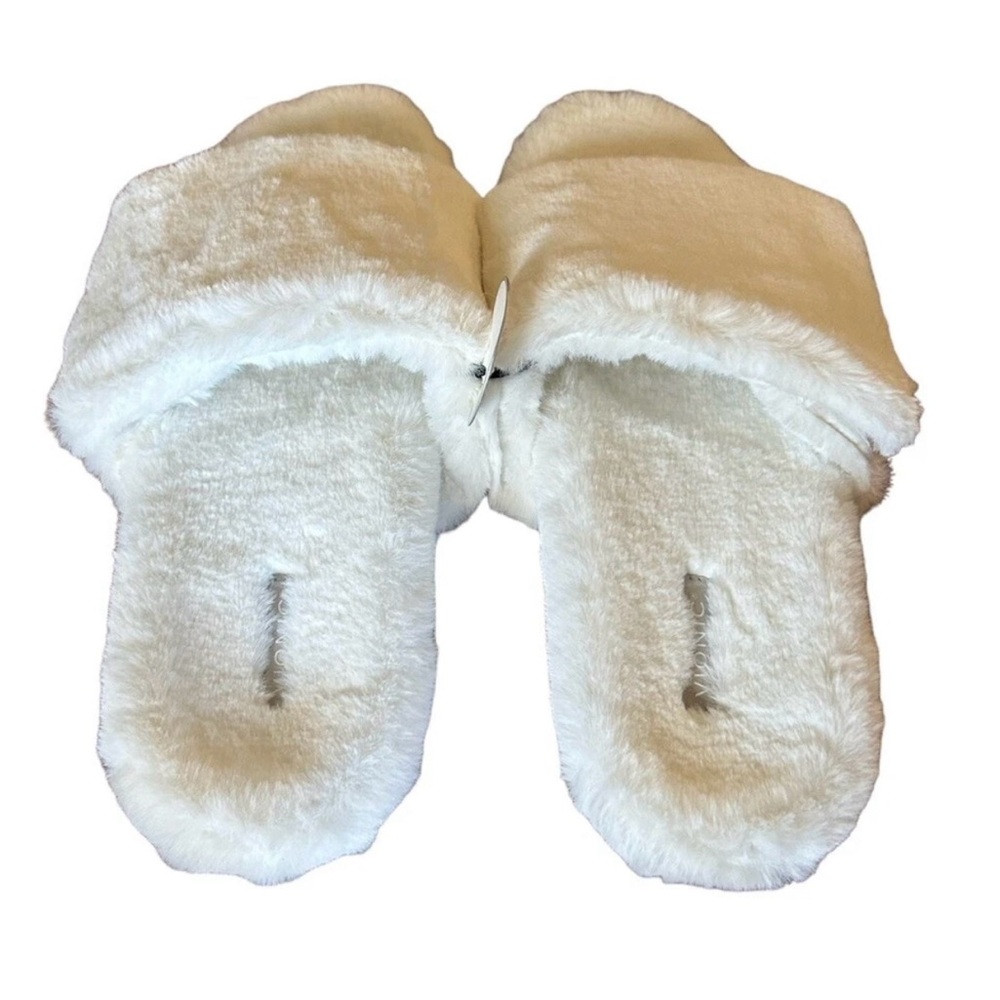 Vionic White Fuzzy Slippers - Picture 2 of 2